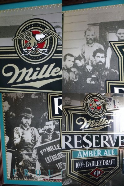 画像1: ビンテージ Miller RESERVE AMBER ALE 大型パブミラ―