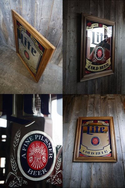 画像2: ビンテージ Lite COLD BEER 大型パブミラー