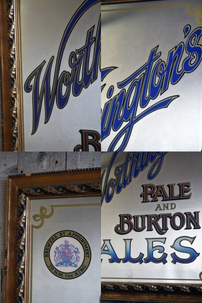 画像1: ビンテージ Worthington's PALE AND BURTON ALES 大型パブミラー
