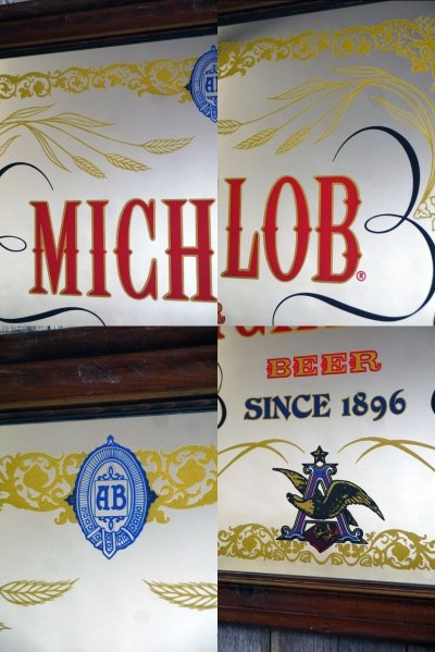 画像1: ビンテージ MICHELOB BEER パブミラー B
