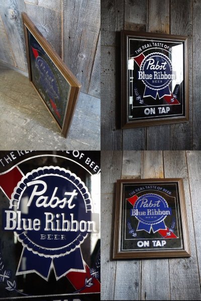 画像1: ビンテージ　Pubst　Blue　Ribbbon　パブミラー　
