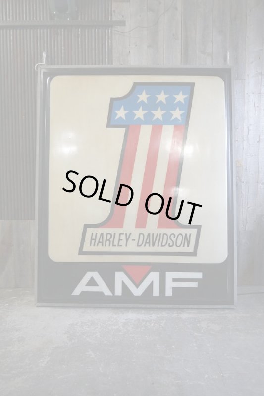 画像1: ビンテージ　HARLEY‐DAVIDSON　AMF　NO１　特大ライトサイン (1)