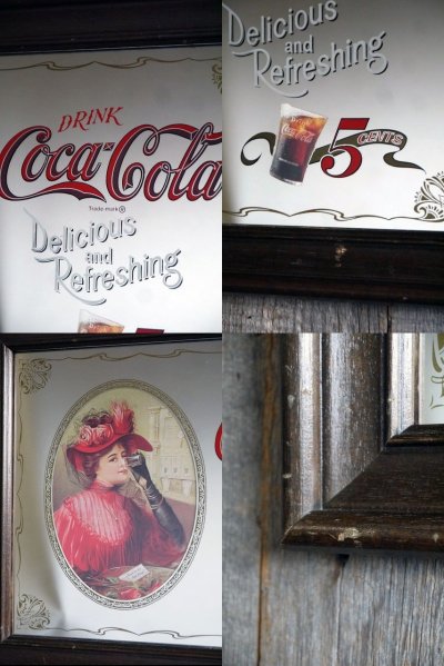 画像1: ビンテージ　Coca-Cola　５￠　パブミラー　