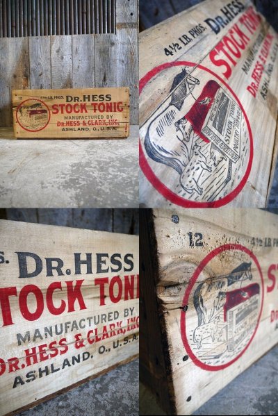 画像1: アンティーク　DR.　HESS　STOCK　TONIC　ウッドボックス