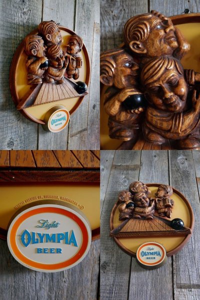 画像1: ビンテージ OLYMPIA Light Beer 看板