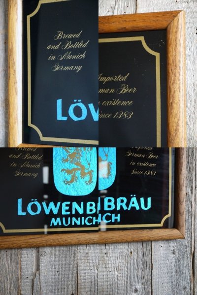 画像1: ビンテージ LOWENBRAU パブミラー