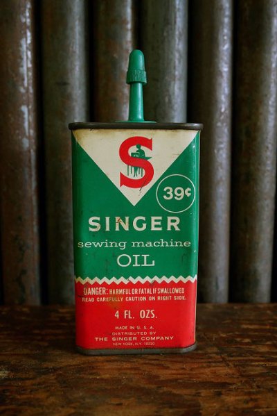 画像1: ビンテージ SINGER ミニOIL缶
