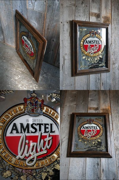画像1: ビンテージ AMSTEL Light BEER パブミラー