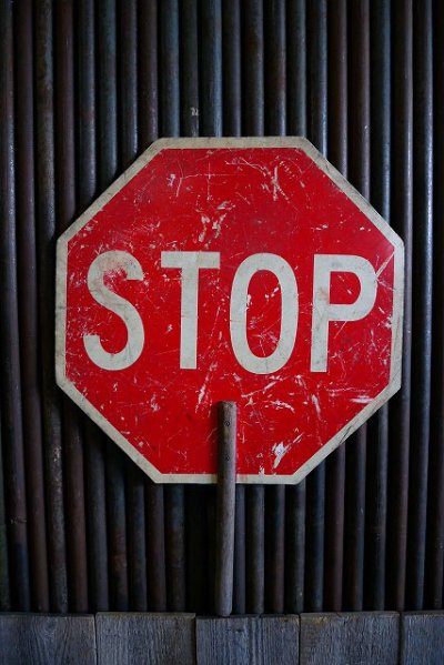 画像1: ビンテージ SLOW×STOP ハンドサイン
