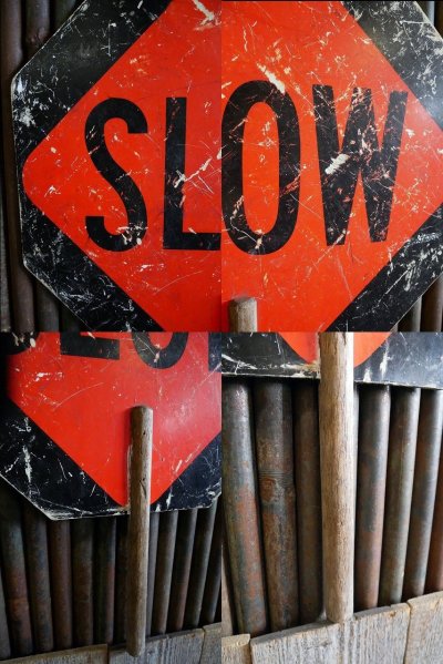 画像2: ビンテージ SLOW×STOP ハンドサイン