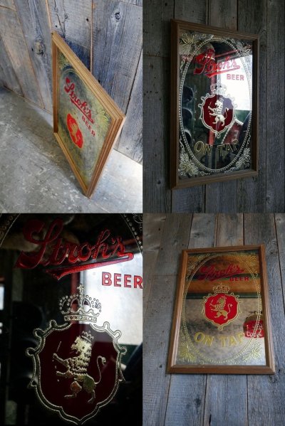 画像1: ビンテージ Stroh's BEER ON TAP パブミラ―