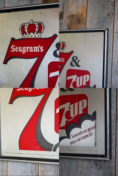 画像1: ビンテージ　Seagram's　7　×７UP　パブミラー　