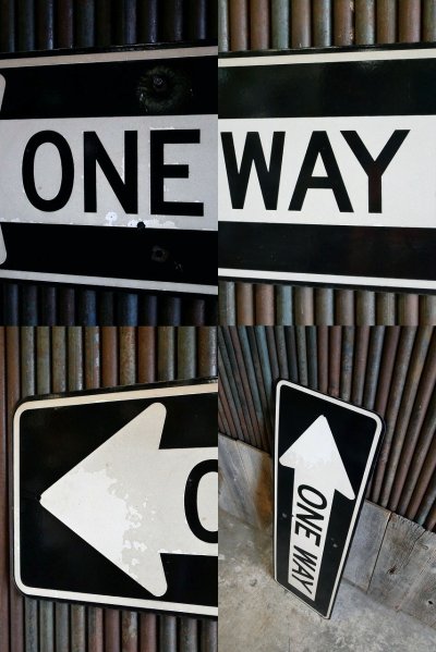 画像1: ビンテージ ONE WAY ホーローロードサイン