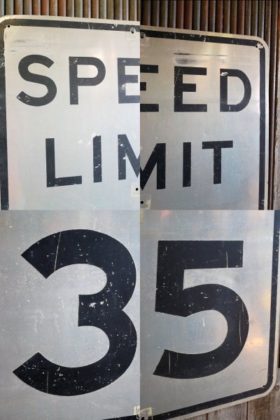 画像1: ビンテージ SPEED LIMIT 35 大型ロードサイン