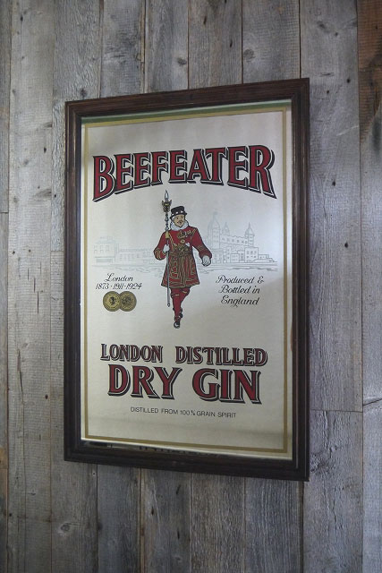 ビンテージ BEEFEATER DRY GIN 大型パブミラー